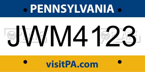 JWM4123 Pennsylvania License Plate