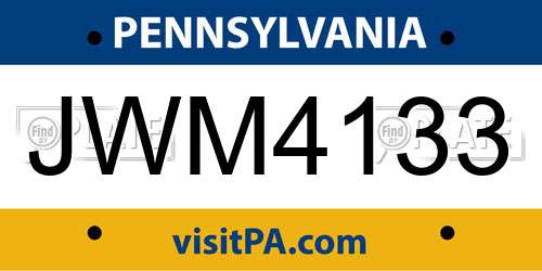 JWM4133 Pennsylvania License Plate