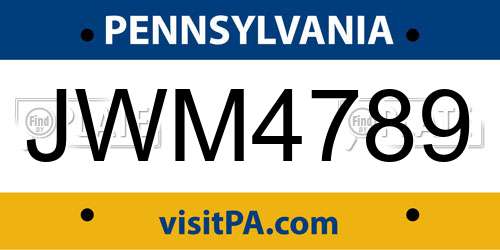 JWM4789 Pennsylvania License Plate