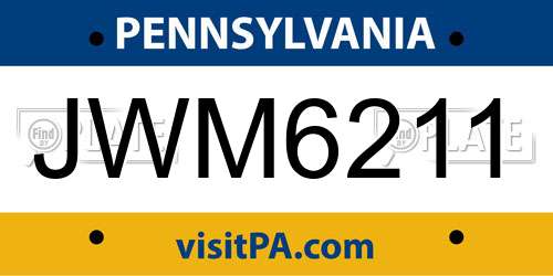 JWM6211 Pennsylvania License Plate