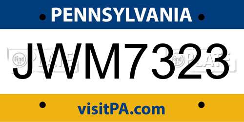 JWM7323 Pennsylvania License Plate