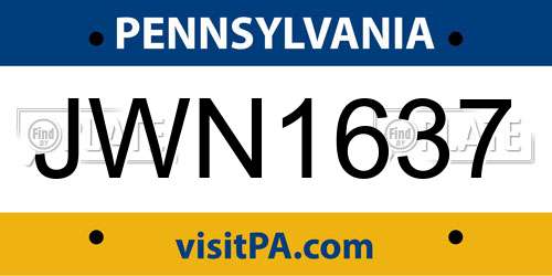 JWN1637 Pennsylvania License Plate