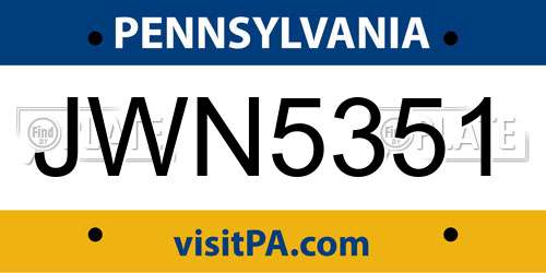 JWN5351 Pennsylvania License Plate