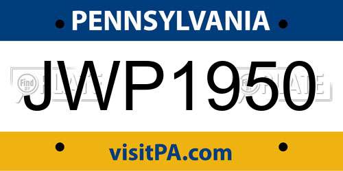 JWP1950 Pennsylvania License Plate