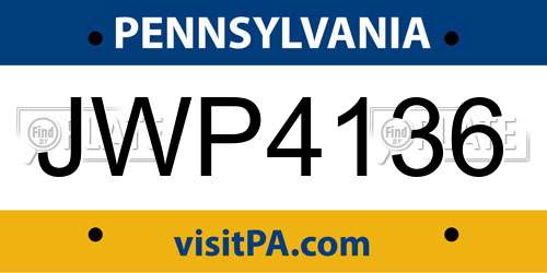 JWP4136 Pennsylvania License Plate