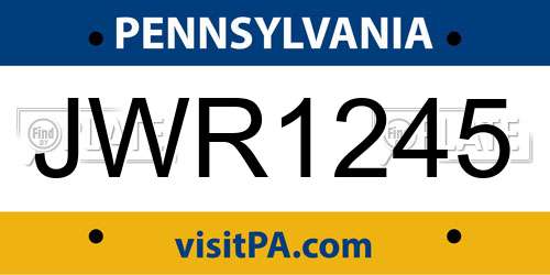 JWR1245 Pennsylvania License Plate