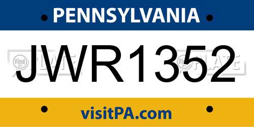 JWR1352 Pennsylvania License Plate