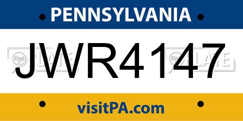 JWR4147 Pennsylvania License Plate