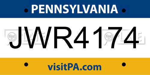 JWR4174 Pennsylvania License Plate