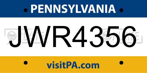 JWR4356 Pennsylvania License Plate