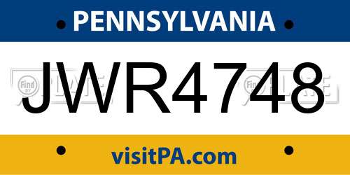 JWR4748 Pennsylvania License Plate