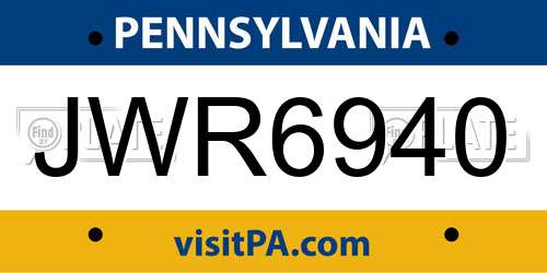 JWR6940 Pennsylvania License Plate