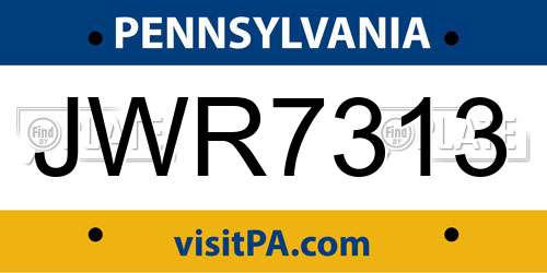 JWR7313 Pennsylvania License Plate
