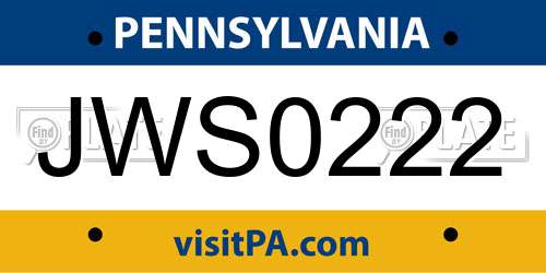 JWS0222 Pennsylvania License Plate
