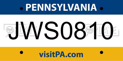 JWS0810 Pennsylvania License Plate
