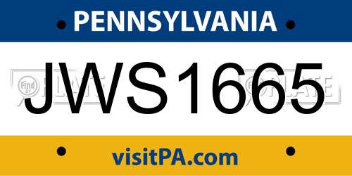 JWS1665 Pennsylvania License Plate