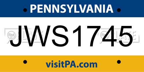 JWS1745 Pennsylvania License Plate