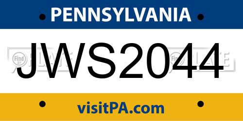 JWS2044 Pennsylvania License Plate