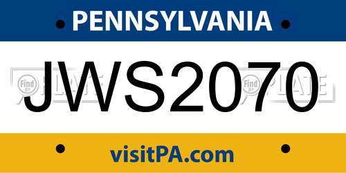 JWS2070 Pennsylvania License Plate