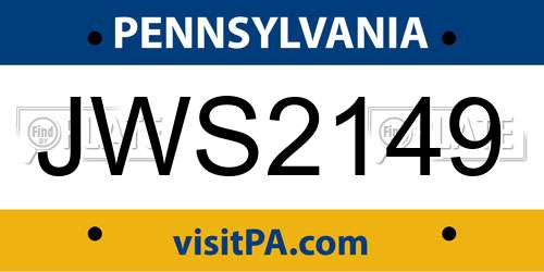 JWS2149 Pennsylvania License Plate