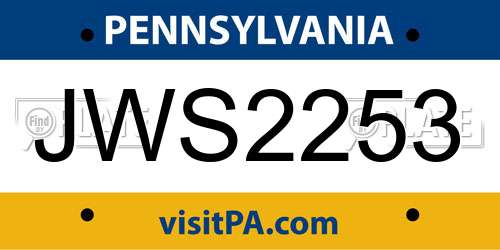 JWS2253 Pennsylvania License Plate