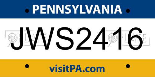 JWS2416 Pennsylvania License Plate