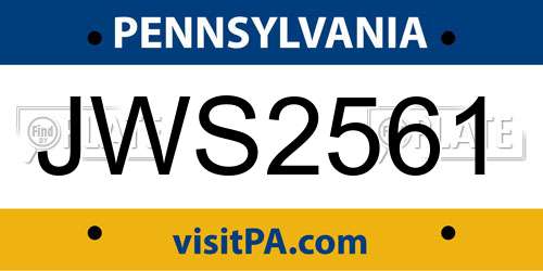 JWS2561 Pennsylvania License Plate
