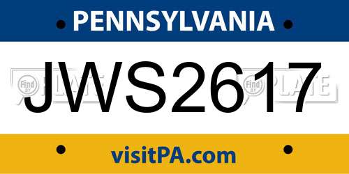 JWS2617 Pennsylvania License Plate