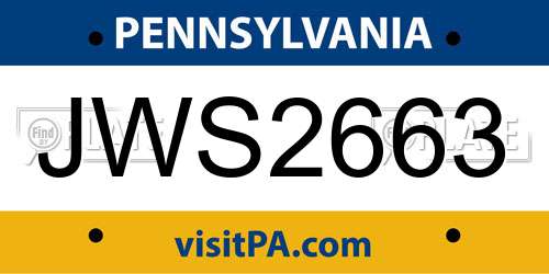 JWS2663 Pennsylvania License Plate