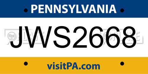 JWS2668 Pennsylvania License Plate