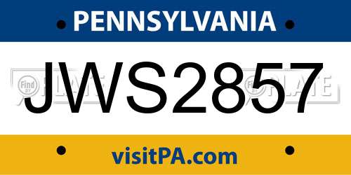 JWS2857 Pennsylvania License Plate