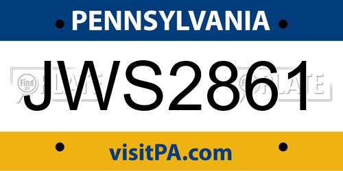 JWS2861 Pennsylvania License Plate