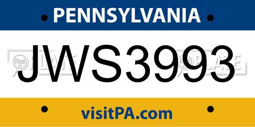 JWS3993 Pennsylvania License Plate