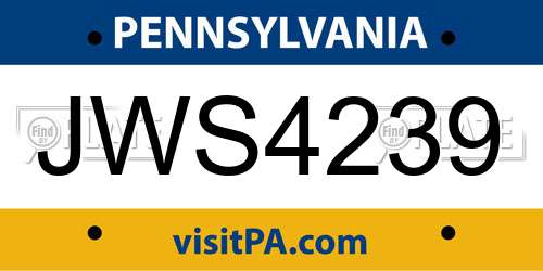JWS4239 Pennsylvania License Plate