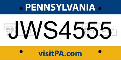 JWS4555 Pennsylvania License Plate