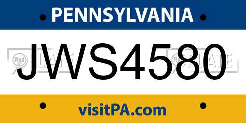 JWS4580 Pennsylvania License Plate