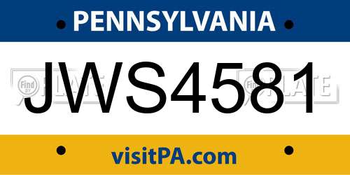JWS4581 Pennsylvania License Plate