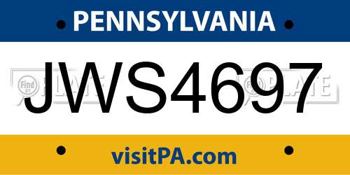 JWS4697 Pennsylvania License Plate