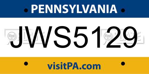 JWS5129 Pennsylvania License Plate