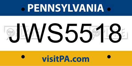 JWS5518 Pennsylvania License Plate