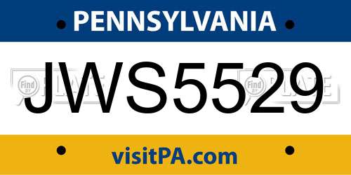 JWS5529 Pennsylvania License Plate