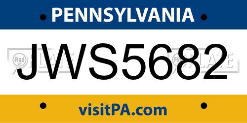 JWS5682 Pennsylvania License Plate