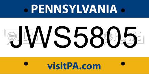 JWS5805 Pennsylvania License Plate