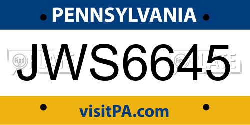 JWS6645 Pennsylvania License Plate