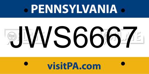 JWS6667 Pennsylvania License Plate