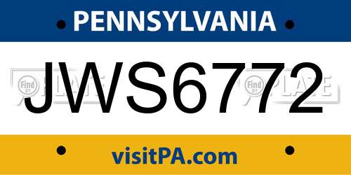 JWS6772 Pennsylvania License Plate