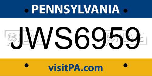JWS6959 Pennsylvania License Plate