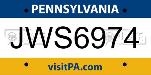 JWS6974 Pennsylvania License Plate