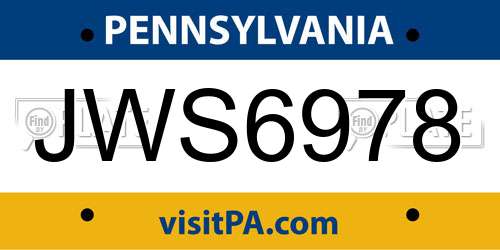 JWS6978 Pennsylvania License Plate