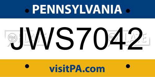 JWS7042 Pennsylvania License Plate